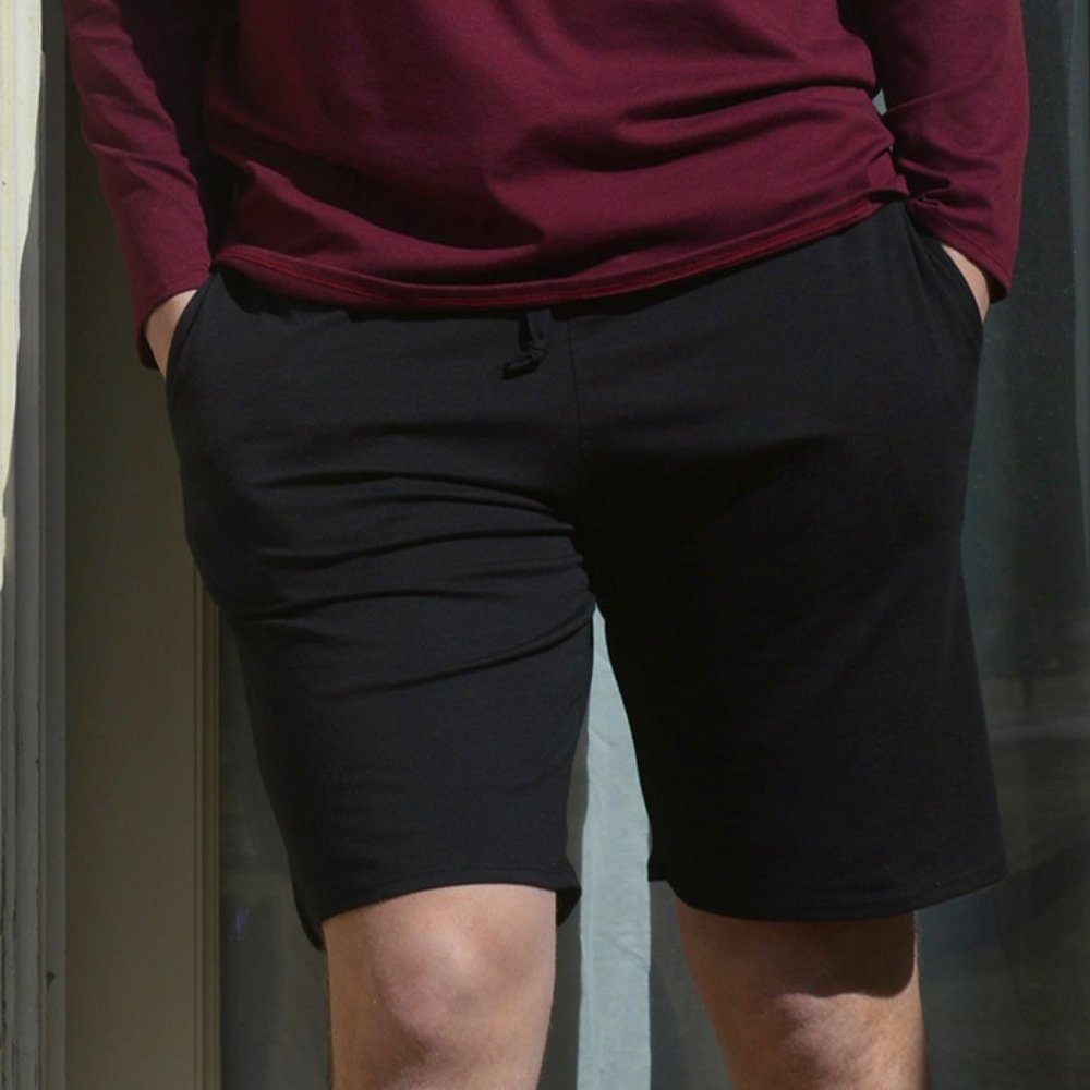 MAJAMAS mens casual cotton athletic shorts / black